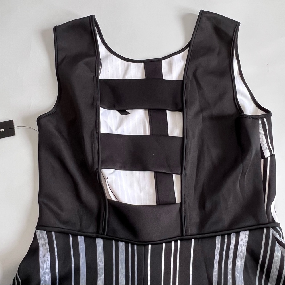MARC New York Black Gray Vertical Stripes Sleeveless Fit and Flare Dress Size 4 - Picture 7 of 13